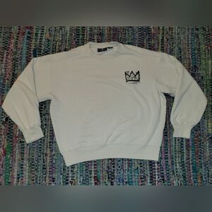 Jean Michel Basquiat Ivory Cream Black Crown Sweatshirt Cotton:On sz S
